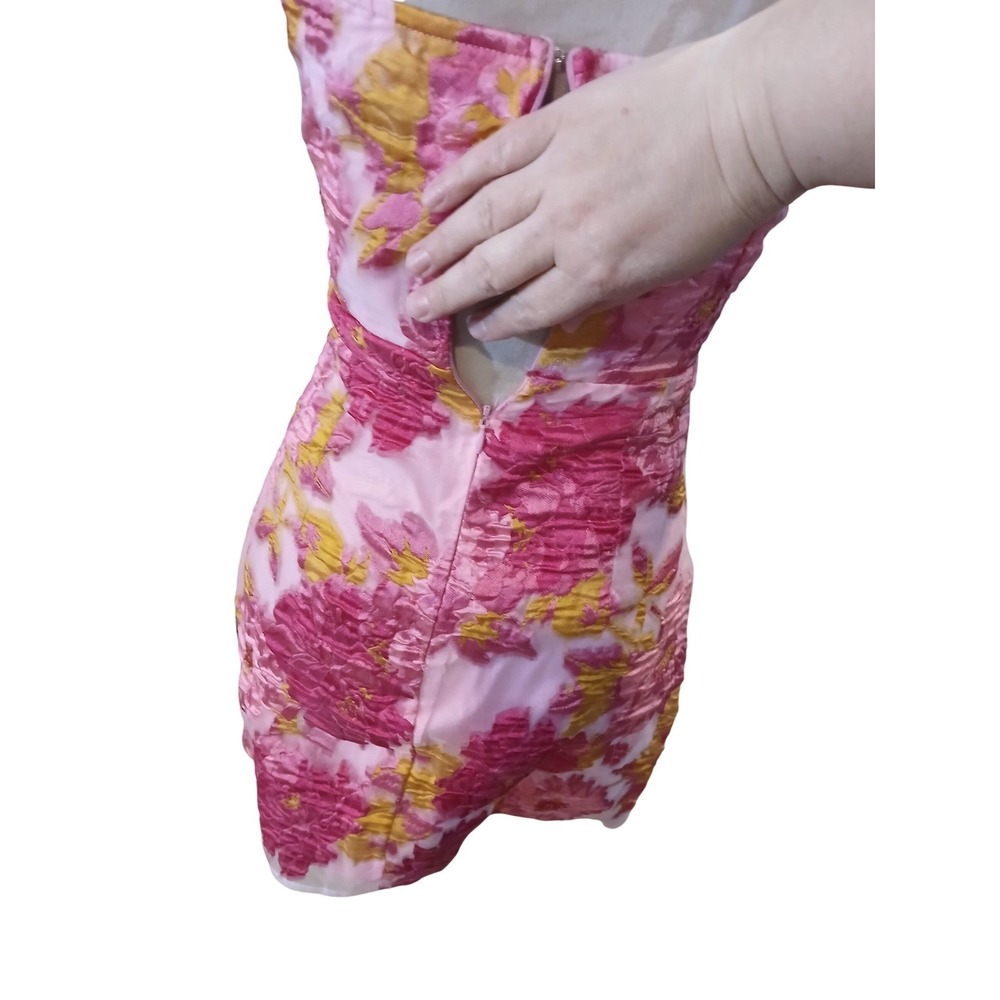 Lulus Corset Pink Floral Puff Mesh Sleeve Off Shoulder Mini Dress Milkmaid NWT - Picture 5 of 15